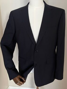 UNTUCKiT Viaggio Palazzo Blazer Mens 40R Navy Blue Half Canvas Wool Sport Coat